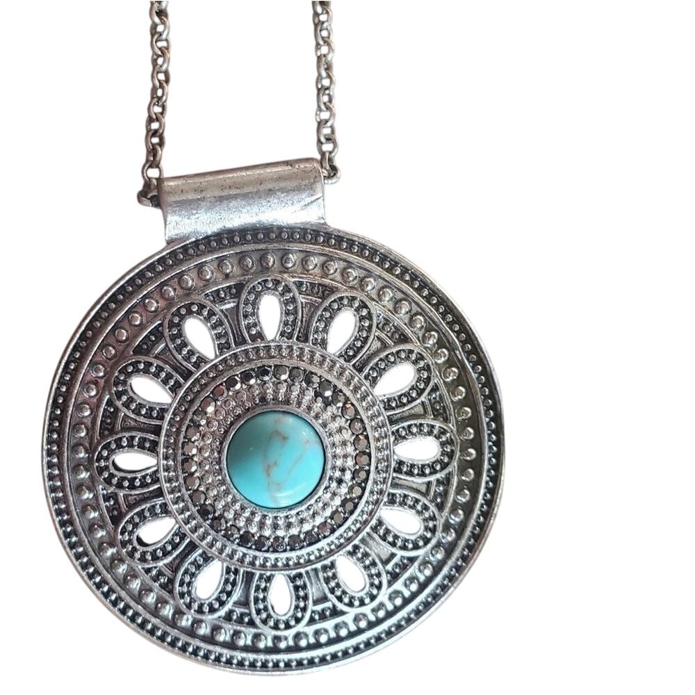 LUCKY BRAND turquoise colored center‎ medallion  necklace